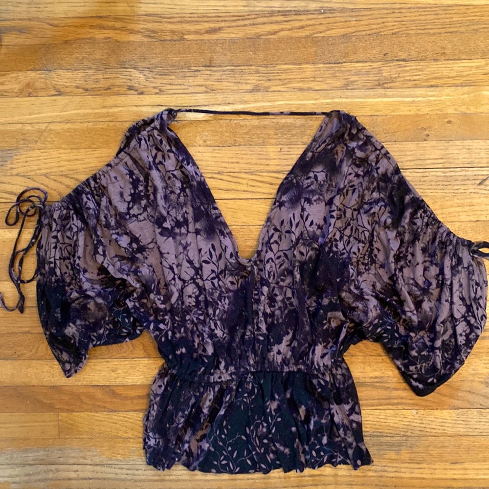 Free People Black & Taupe Top XS-SM
